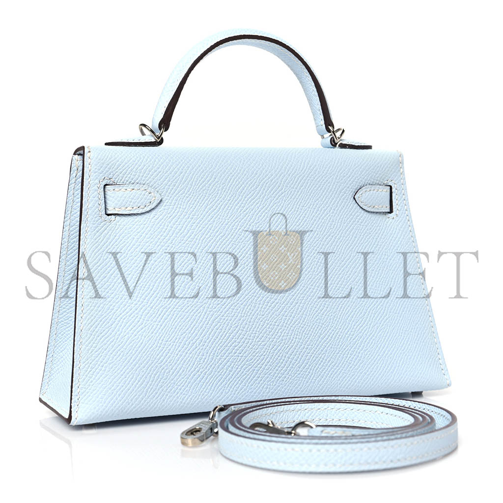 H**mes master mini kelly ii epsom haze blue silver buckle (19*12*5.5cm)